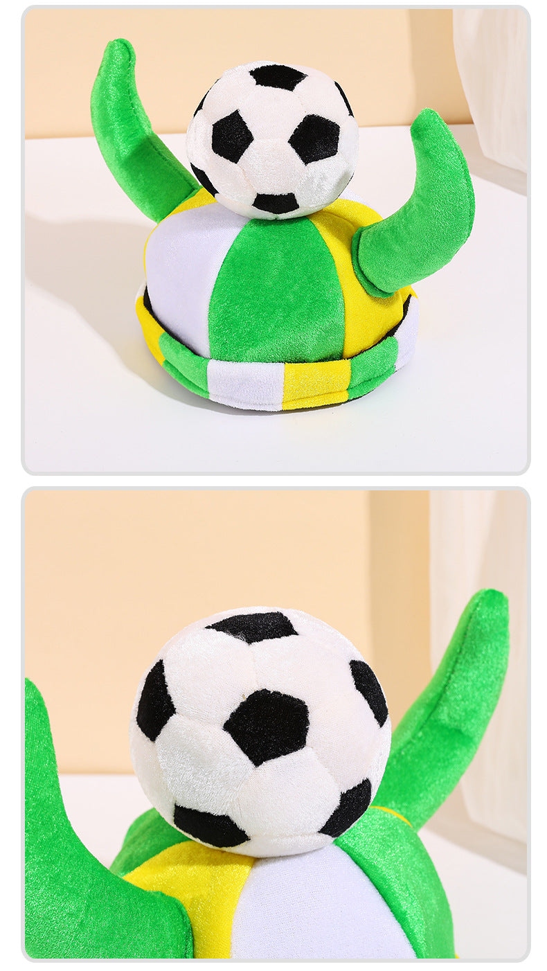 Jiaqi Green Horn Football Hat Made Of Fabric, Semi-Handmade Christmas Gift For Friends, Ideal For Travel Souvenirs
