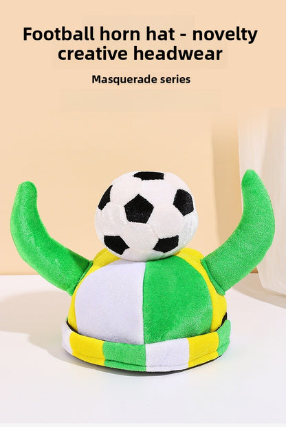 Jiaqi Green Horn Football Hat Made Of Fabric, Semi-Handmade Christmas Gift For Friends, Ideal For Travel Souvenirs