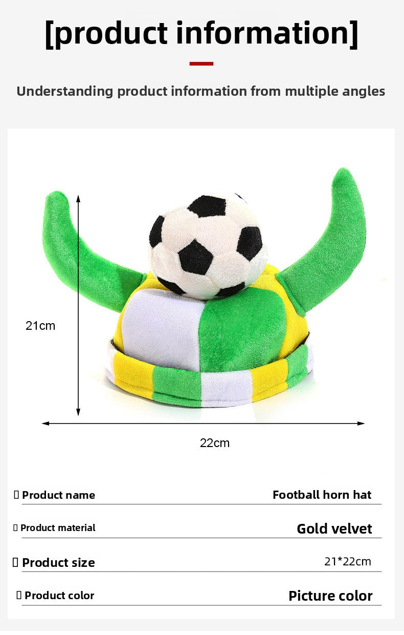 Jiaqi Green Horn Football Hat Made Of Fabric, Semi-Handmade Christmas Gift For Friends, Ideal For Travel Souvenirs