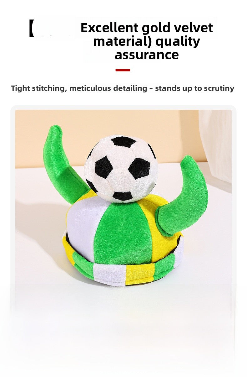 Jiaqi Green Horn Football Hat Made Of Fabric, Semi-Handmade Christmas Gift For Friends, Ideal For Travel Souvenirs