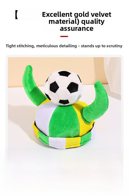 Jiaqi Green Horn Football Hat Made Of Fabric, Semi-Handmade Christmas Gift For Friends, Ideal For Travel Souvenirs
