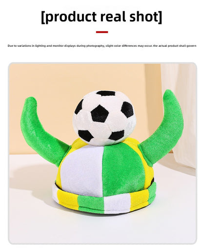 Jiaqi Green Horn Football Hat Made Of Fabric, Semi-Handmade Christmas Gift For Friends, Ideal For Travel Souvenirs