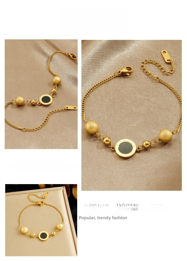 Roman Numeral Bracelet For Elegant Style Featuring Durable 304 Stainless Steel In Golden Tone