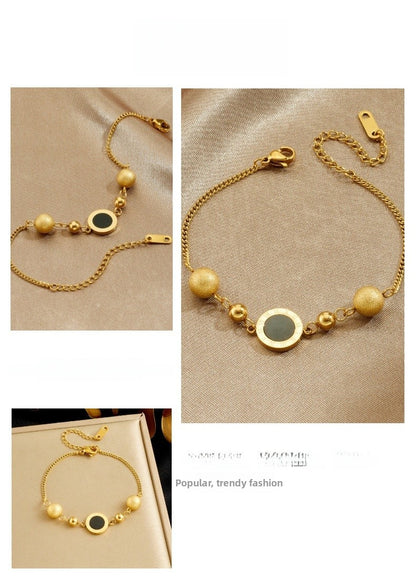 Roman Numeral Bracelet For Elegant Style Featuring Durable 304 Stainless Steel In Golden Tone