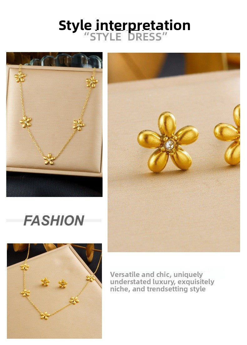 Elegant Women's Jewelry Set Featuring Beautiful Flowers Pattern, 1 Set