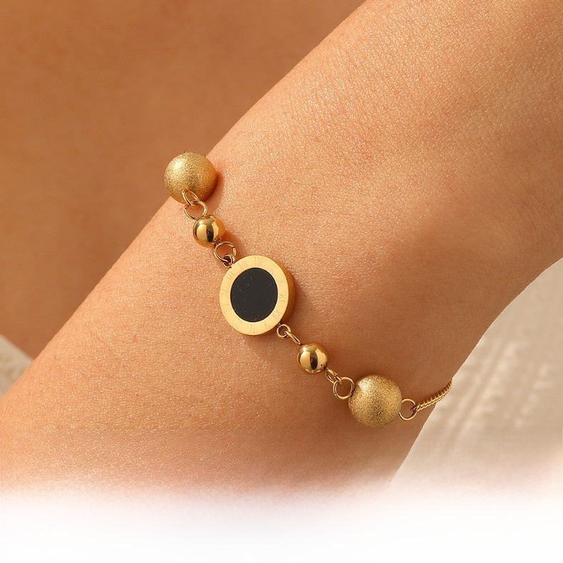 Roman Numeral Bracelet For Elegant Style Featuring Durable 304 Stainless Steel In Golden Tone