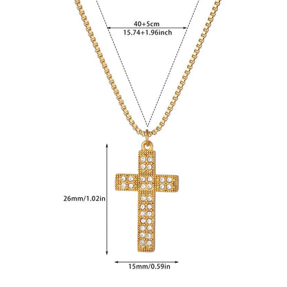 Unisex Cross Necklace For Everyday Wear Featuring PVD Coated Gold Plating On Durable 304 Stainless Steel