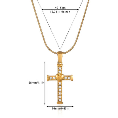 Unisex Cross Necklace For Everyday Wear Featuring PVD Coated Gold Plating On Durable 304 Stainless Steel