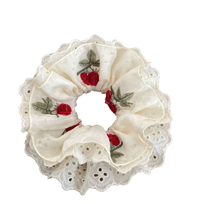 Cherry Pattern Lace Embroidery Hair Tie In Cloth Material Featuring New Style Sweet Design