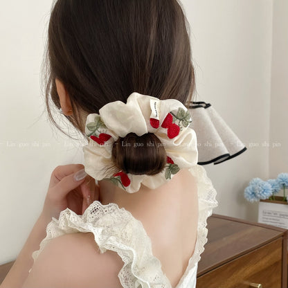Cherry Pattern Lace Embroidery Hair Tie In Cloth Material Featuring New Style Sweet Design