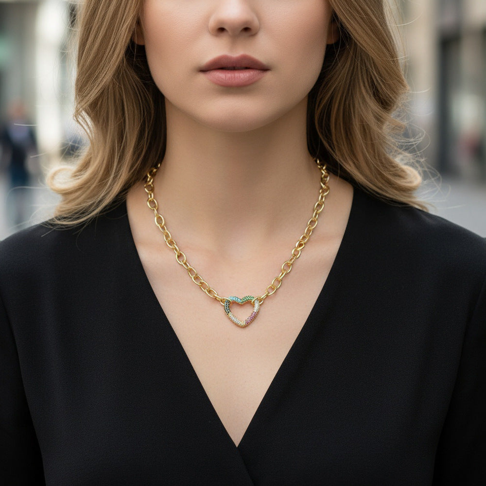 Heart Shape Necklace For Women Featuring Elegant Copper Material