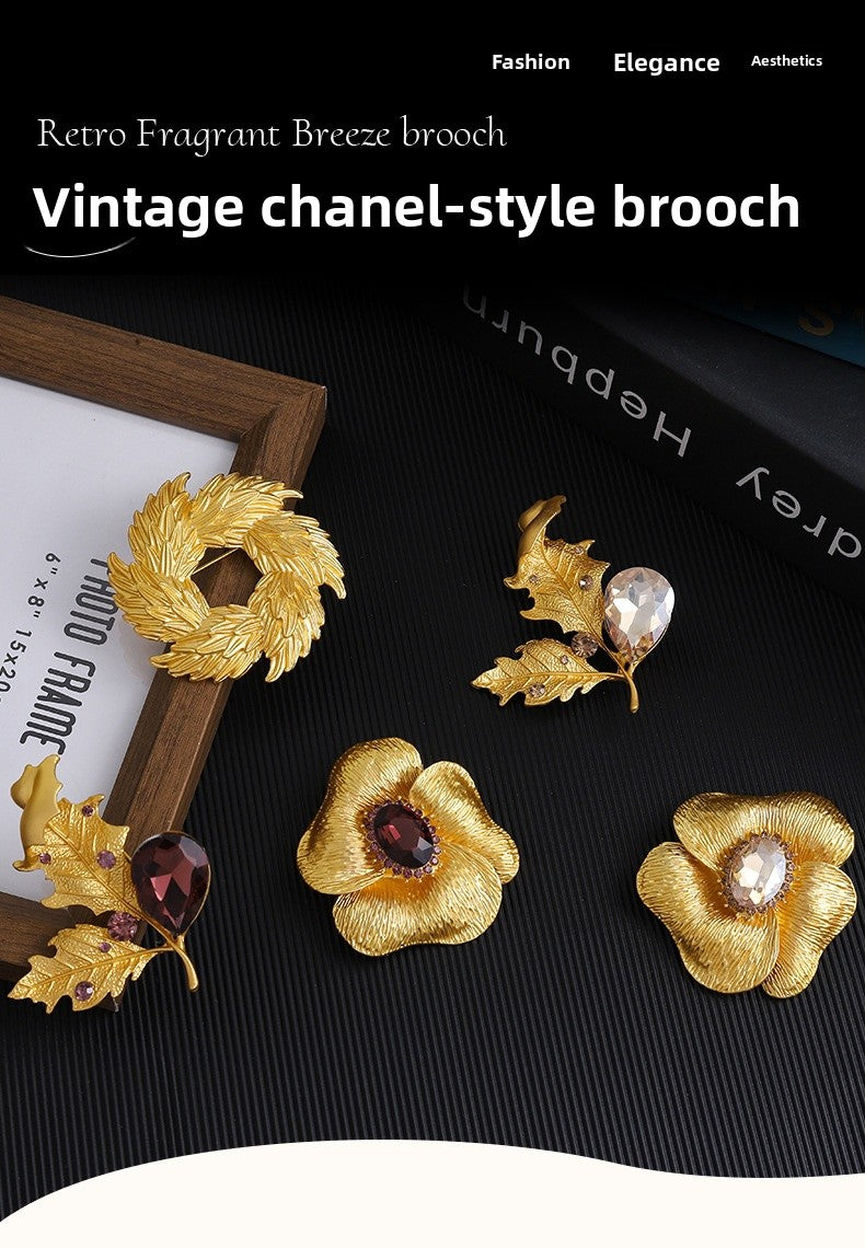 Flower Petal Brooch Pin In Alloy Featuring February Birthstone Amethyst In Purple