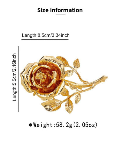 Rose Pattern Alloy Brooch Pin In Elegant Golden Finish For Stylish Accessory