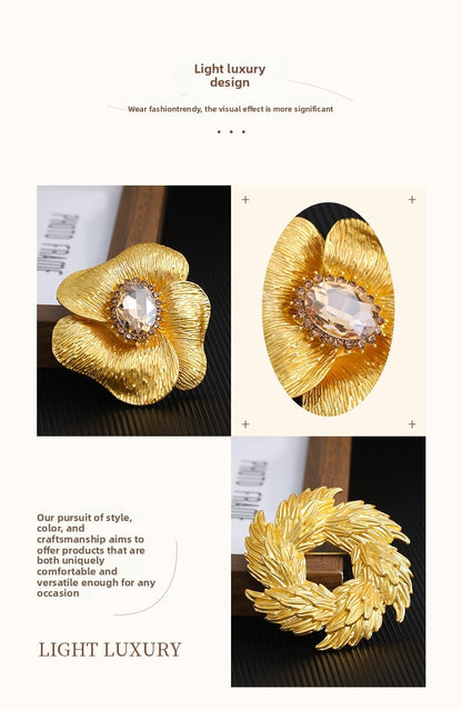 Flower Petal Brooch Pin In Alloy Featuring February Birthstone Amethyst In Purple