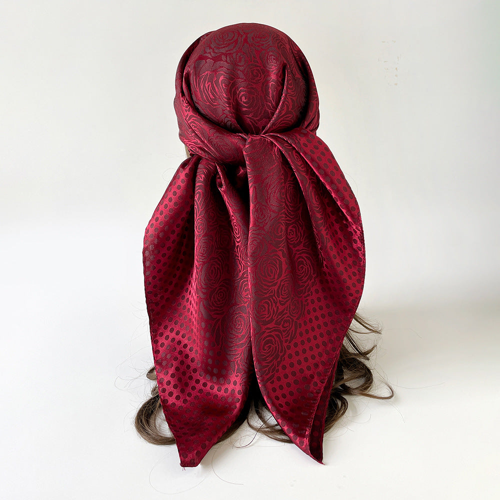 Silk Scarf With Printing Pattern In Red, Perfect For Summer