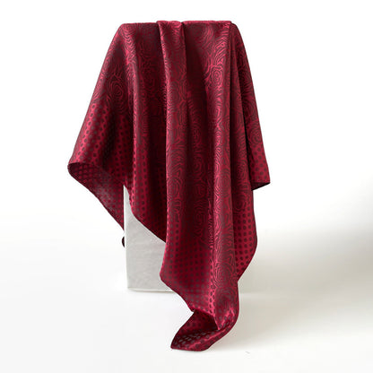 Silk Scarf With Printing Pattern In Red, Perfect For Summer