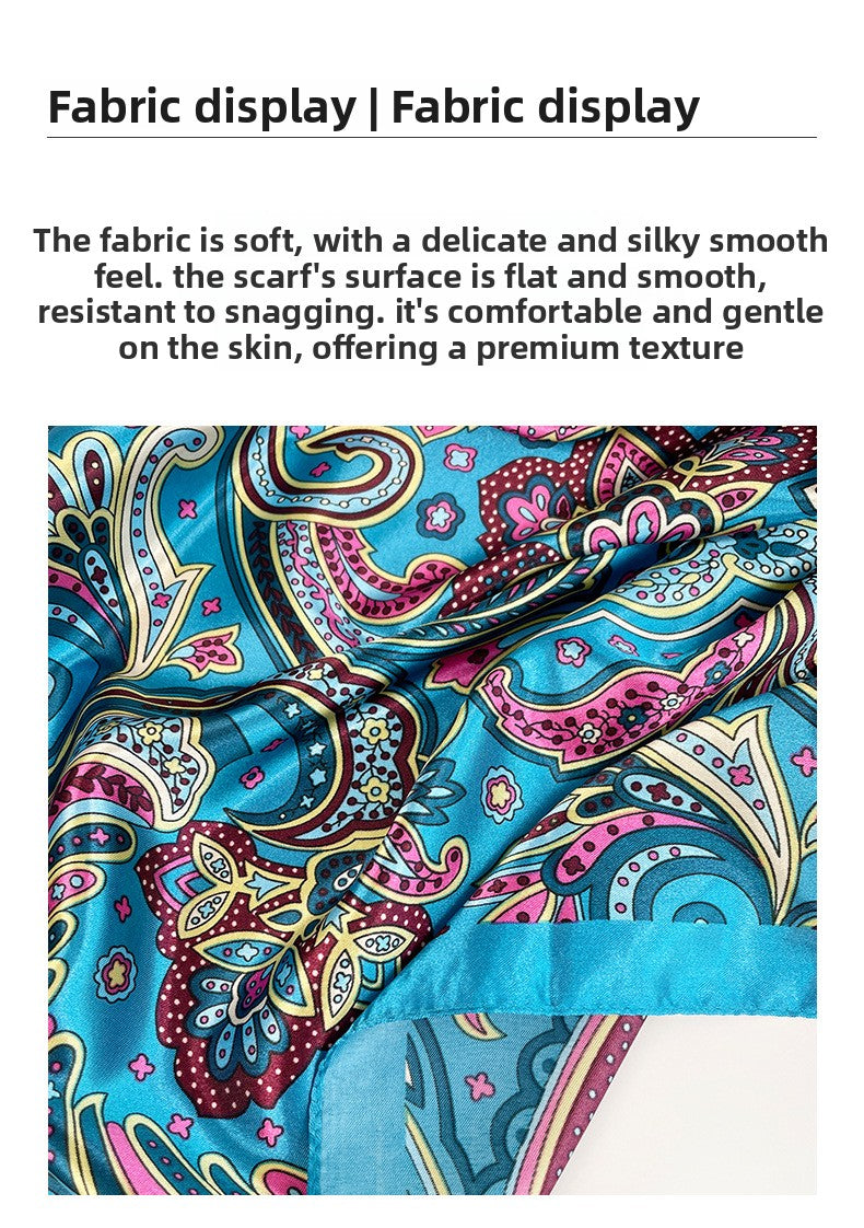 Paisley Pattern Rose Red Kerchief Silk Scarf In Polyester, Lightweight And Stylish For Summer