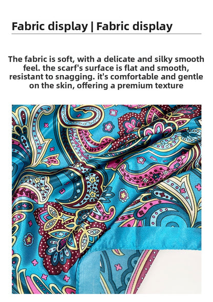 Paisley Pattern Rose Red Kerchief Silk Scarf In Polyester, Lightweight And Stylish For Summer