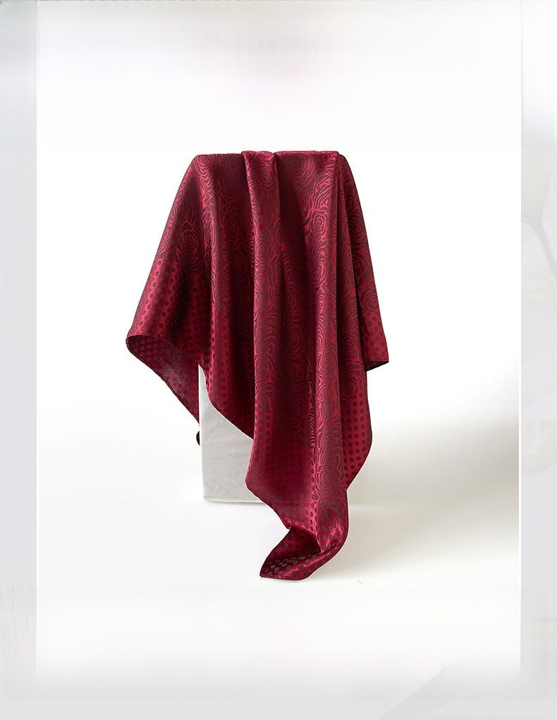 Silk Scarf With Printing Pattern In Red, Perfect For Summer