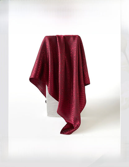 Silk Scarf With Printing Pattern In Red, Perfect For Summer