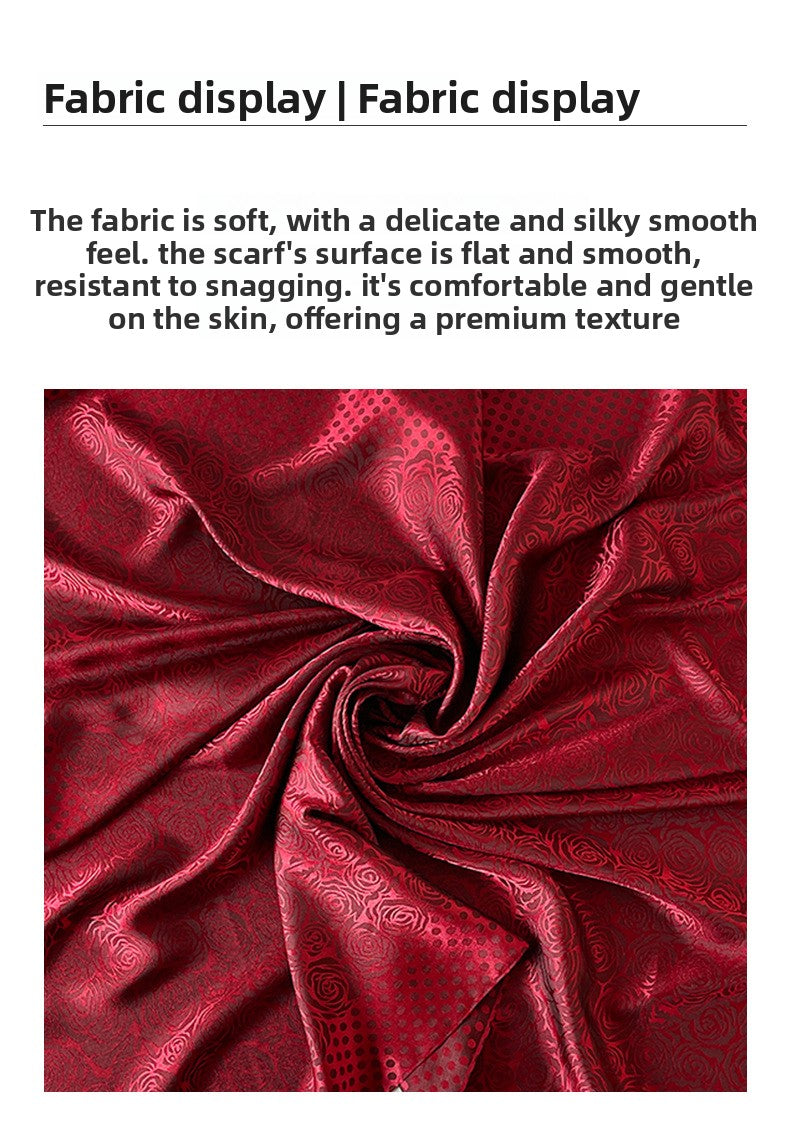 Silk Scarf With Printing Pattern In Red, Perfect For Summer