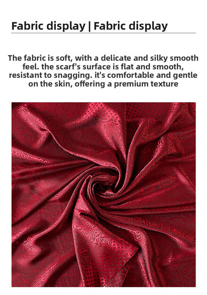 Silk Scarf With Printing Pattern In Red, Perfect For Summer