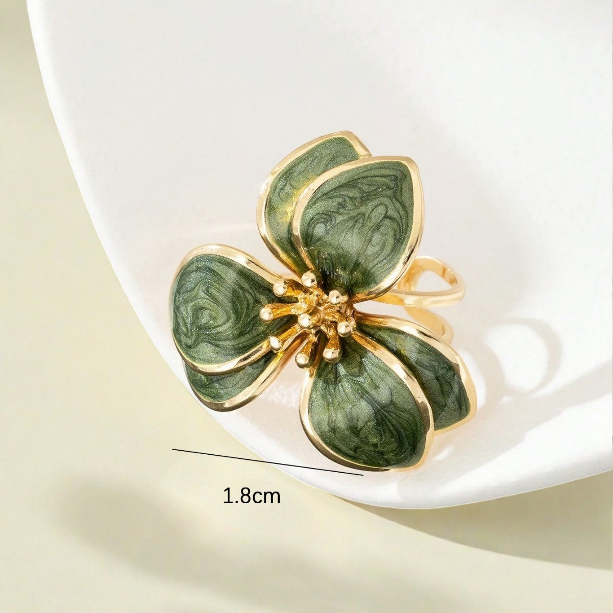 Retro White Metal Open Ring With Enamel Flowers, Perfect For Stylish Wear