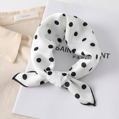 Leopard And Polka Dots Polyester Silk Scarf, Stylish Kerchief Bandana For Autumn And Winter