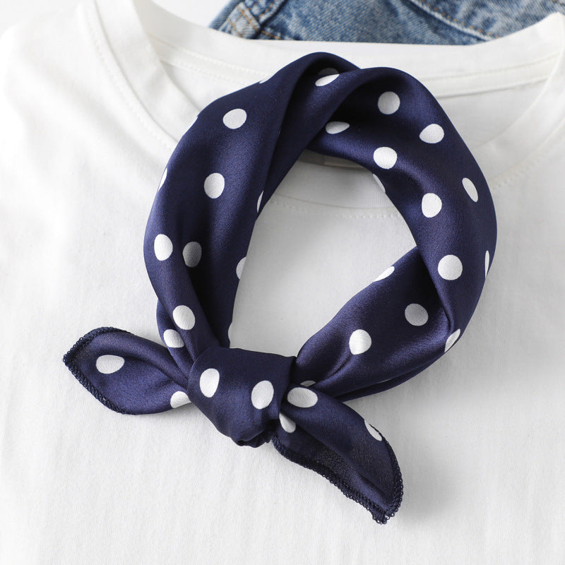 Leopard And Polka Dots Polyester Silk Scarf, Stylish Kerchief Bandana For Autumn And Winter