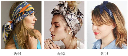 Leopard And Polka Dots Polyester Silk Scarf, Stylish Kerchief Bandana For Autumn And Winter