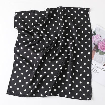 Leopard And Polka Dots Polyester Silk Scarf, Stylish Kerchief Bandana For Autumn And Winter