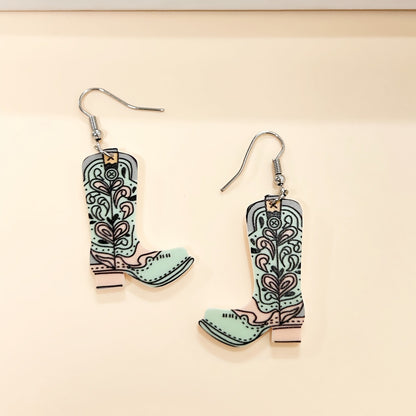 For Women Green Acrylic Drop Earrings In Western Style, Elegant Jewelry Accessories