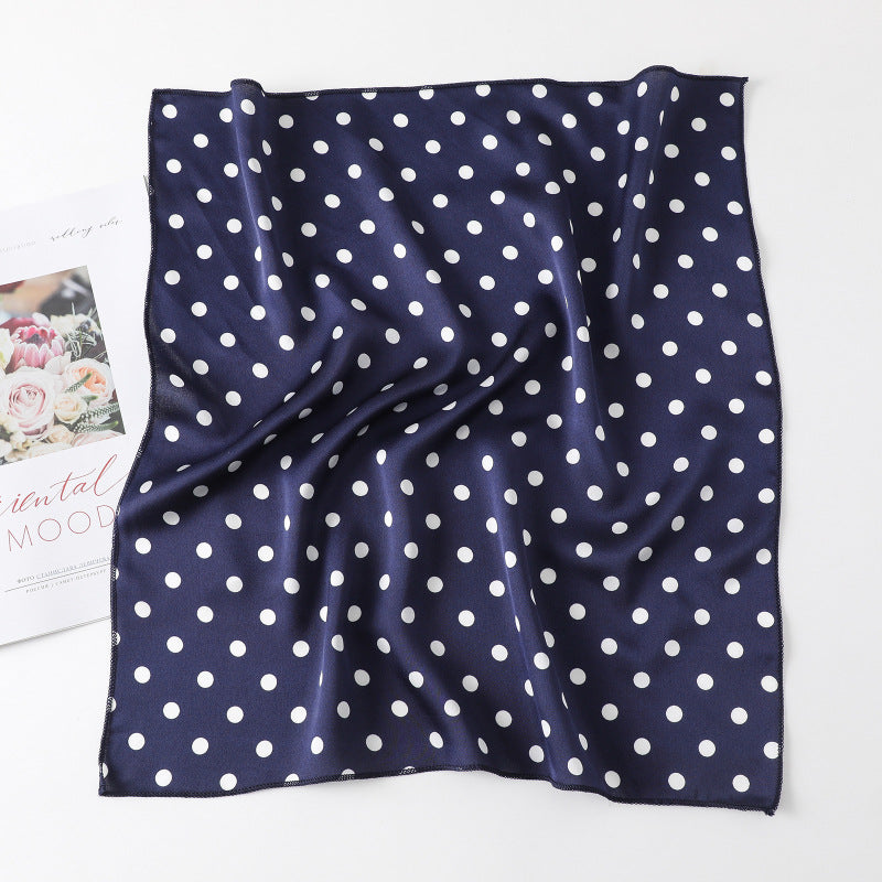 Leopard And Polka Dots Polyester Silk Scarf, Stylish Kerchief Bandana For Autumn And Winter