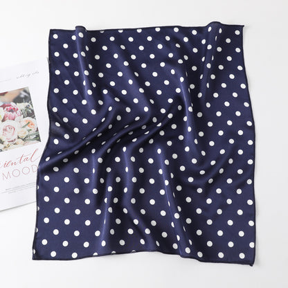 Leopard And Polka Dots Polyester Silk Scarf, Stylish Kerchief Bandana For Autumn And Winter