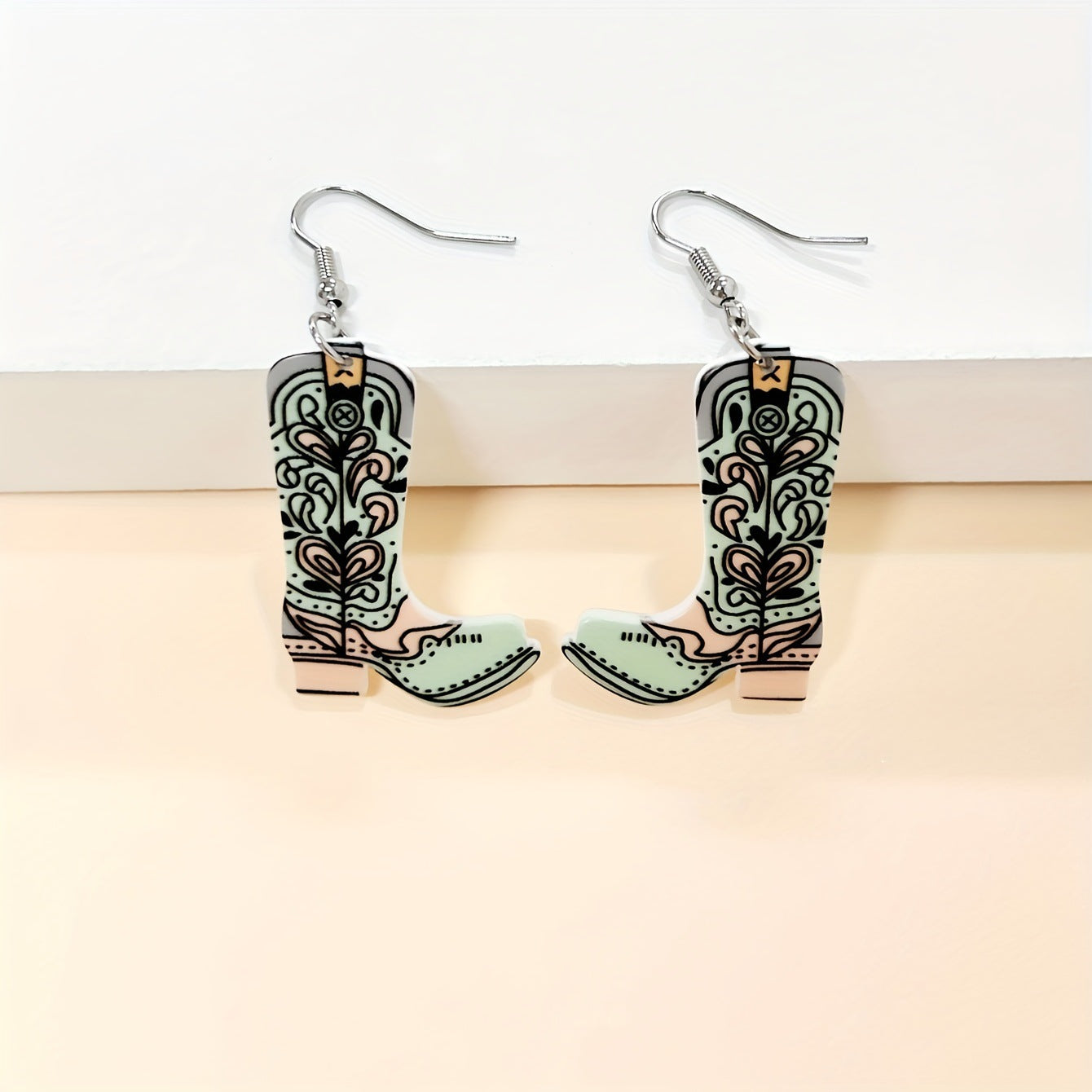 For Women Green Acrylic Drop Earrings In Western Style, Elegant Jewelry Accessories