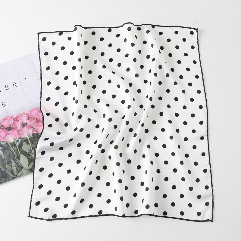 Leopard And Polka Dots Polyester Silk Scarf, Stylish Kerchief Bandana For Autumn And Winter