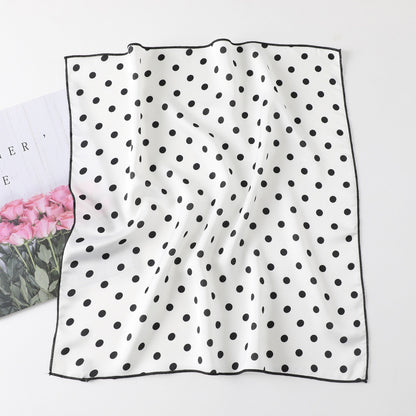 Leopard And Polka Dots Polyester Silk Scarf, Stylish Kerchief Bandana For Autumn And Winter
