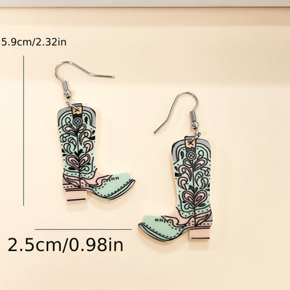 For Women Green Acrylic Drop Earrings In Western Style, Elegant Jewelry Accessories