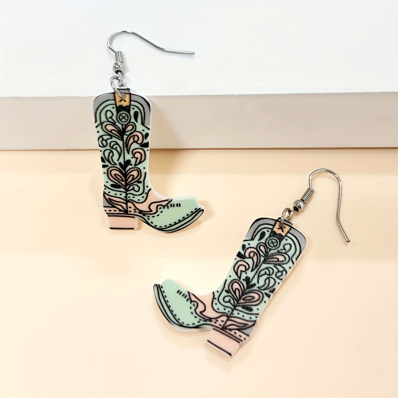 For Women Green Acrylic Drop Earrings In Western Style, Elegant Jewelry Accessories