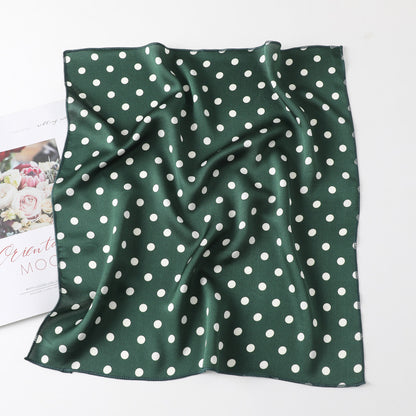 Leopard And Polka Dots Polyester Silk Scarf, Stylish Kerchief Bandana For Autumn And Winter