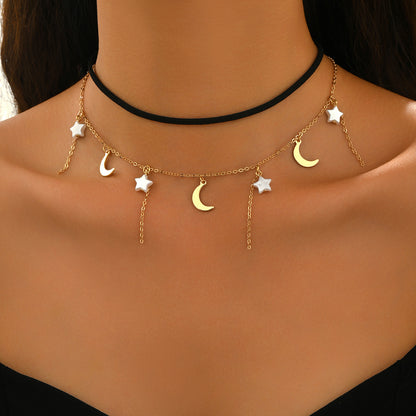 Gothic Black Alloy Moon Choker For Stylish Statement, 1 Piece