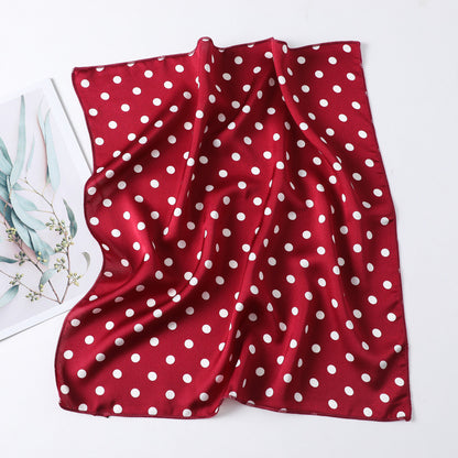 Leopard And Polka Dots Polyester Silk Scarf, Stylish Kerchief Bandana For Autumn And Winter