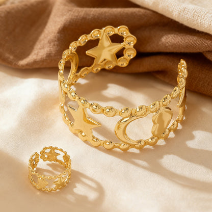 Golden Jewelry Set Featuring Heart Shape Design Made From Durable Alloy