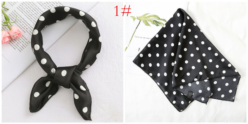 Leopard And Polka Dots Polyester Silk Scarf, Stylish Kerchief Bandana For Autumn And Winter