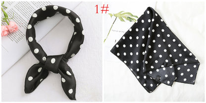 Leopard And Polka Dots Polyester Silk Scarf, Stylish Kerchief Bandana For Autumn And Winter