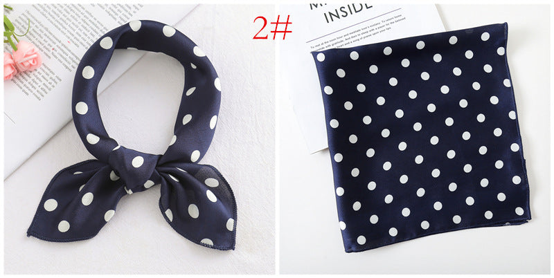 Leopard And Polka Dots Polyester Silk Scarf, Stylish Kerchief Bandana For Autumn And Winter