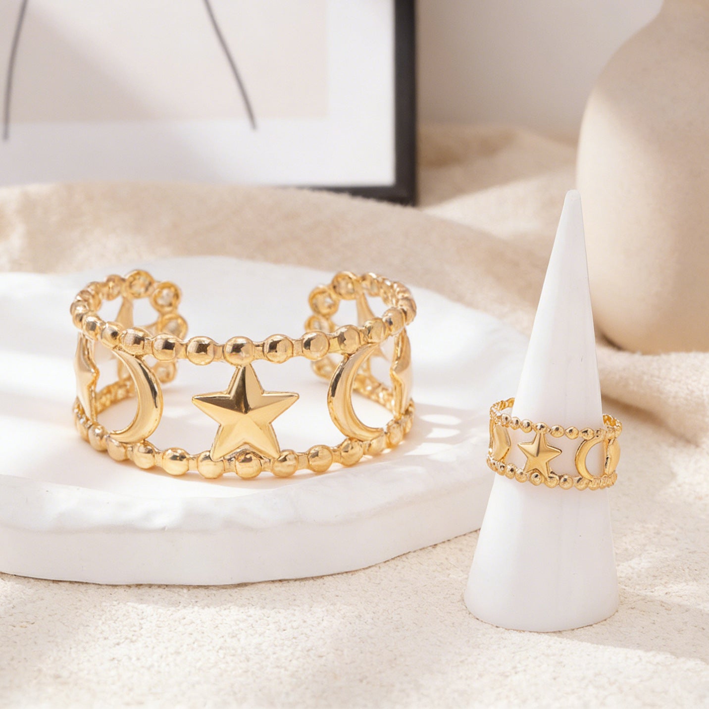 Golden Jewelry Set Featuring Heart Shape Design Made From Durable Alloy
