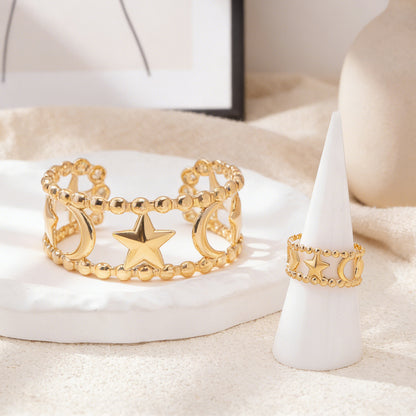 Golden Jewelry Set Featuring Heart Shape Design Made From Durable Alloy