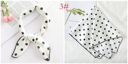 Leopard And Polka Dots Polyester Silk Scarf, Stylish Kerchief Bandana For Autumn And Winter