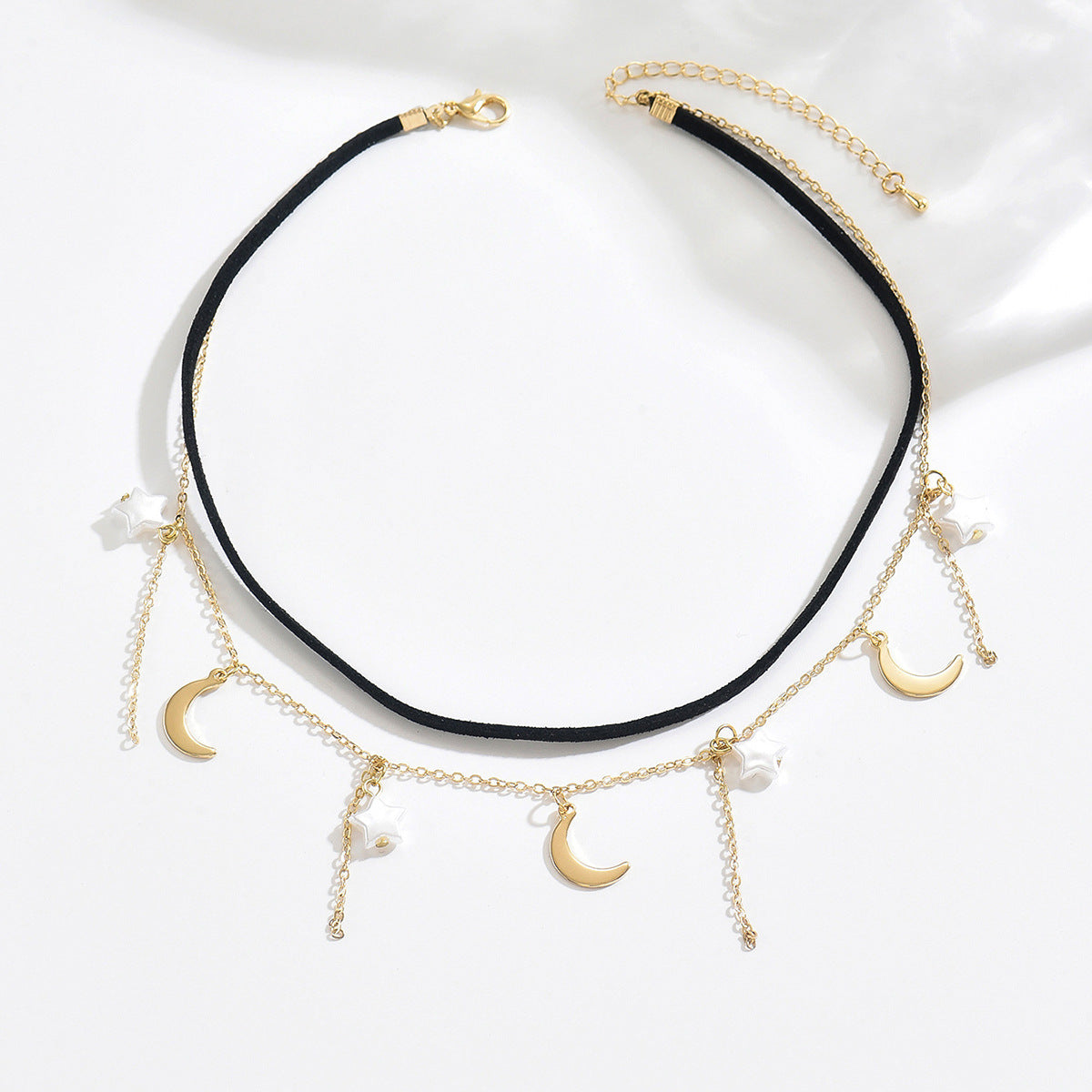 Gothic Black Alloy Moon Choker For Stylish Statement, 1 Piece